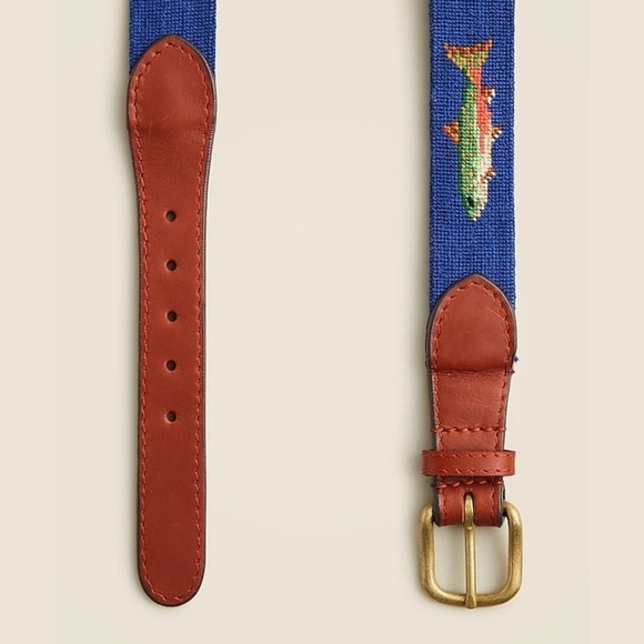 New! Smathers & Branson x J. Crew Fish Needlepoint Belt - Picture 2 of 16